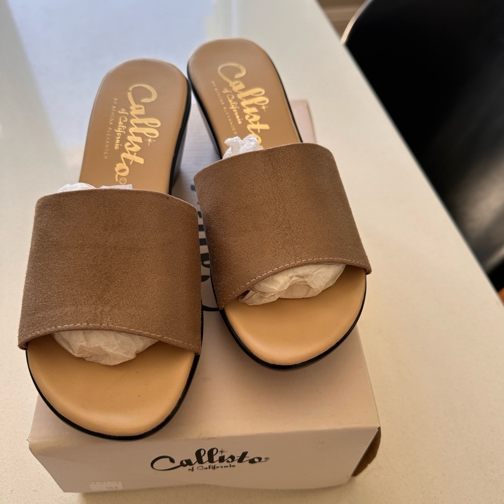 Size 7 Callisto slip on shoe in Taupe